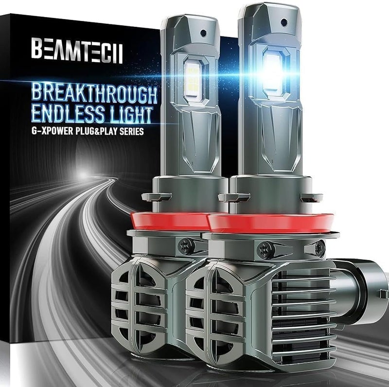 BEAMTECH H11 Bulbs, H8 H9 Fog Light Bulb, G-XPower Chips 500% Brighter 6500K Xenon White Plug and Play, Pack of 2 - Image 1
